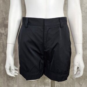 Red Valentino Womens 2 Black Satin Cuffed Dress Shorts Casual Summer‎ Designer